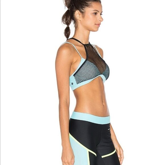 Lovers + Friends ✦ Aqua & Black Athleisure Set ✦ Mesh Sports Bra + Leggings S - Picture 7 of 10